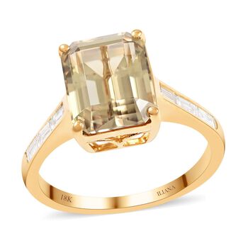 ILIANA AAA Turkizit (Diaspore) und wei&szlig;er Diamant-Ring, SI G-H, zertifiziert und gepr&uuml;ft, 750 Gelbgold (Gr&ouml;&szlig;e 19.00) ca. 4.35 ct