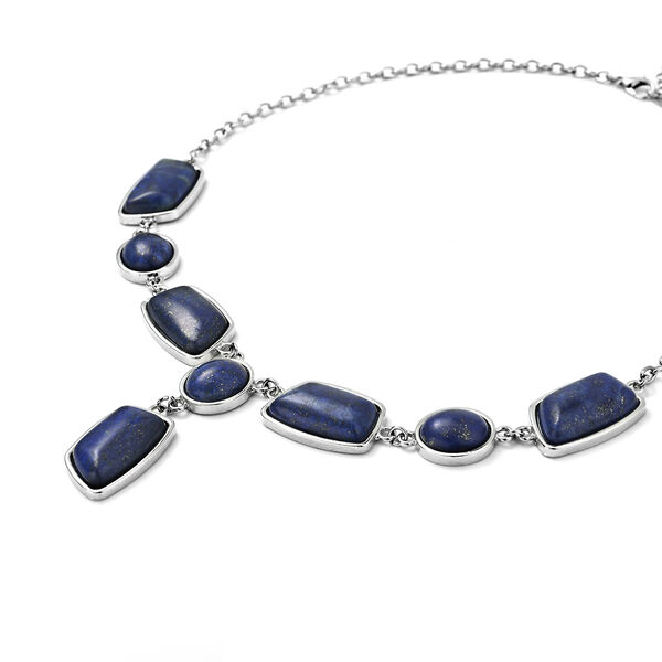 Lapislazuli-Halskette, 45 cm, silberfarben ca. 147,00 ct image number 3