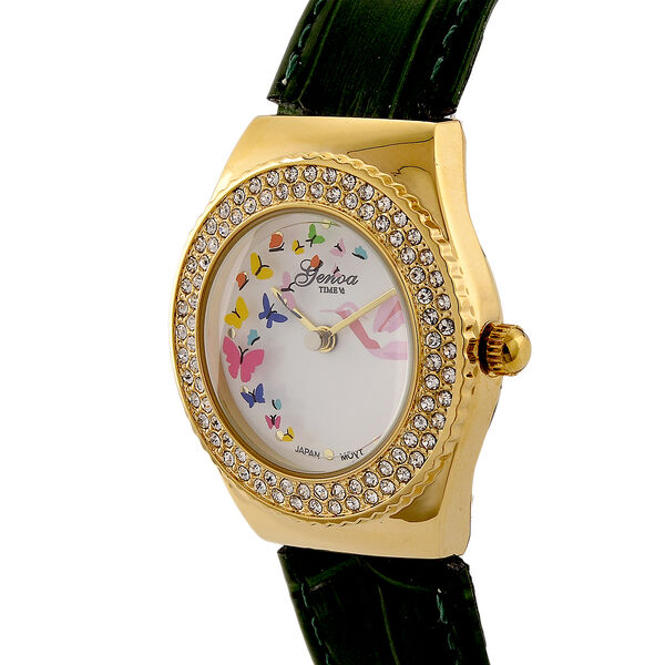 GENOA - J Francis gefertigt mit SWAROVSKI Wei&szlig;er Swarovski Kristall Uhren 23 cm Reine Legierung IP-Gelbbeschichtung image number 3