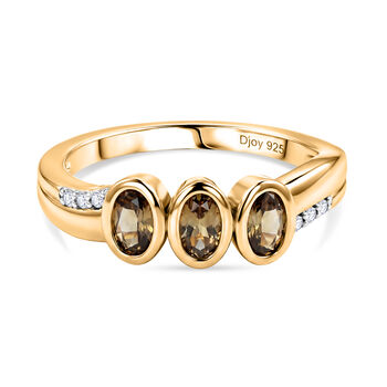 D'Joy AA nat&uuml;rlicher goldener Tansanit und Zirkon Ring - 0,77 ct.