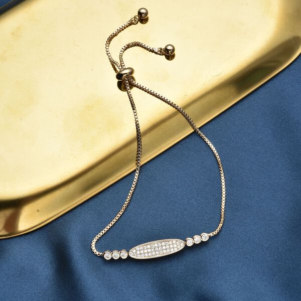 Wei&szlig;es Zirkonia Bolo-Armband, ca. 15.25 cm, goldfarben ca. 0,20 ct image number 2