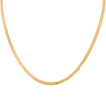 Italianische Fischgr&auml;t-Kette, ca. 45 cm mit 5 cm Extender, 925 Silber vergoldet ca. 4,78g