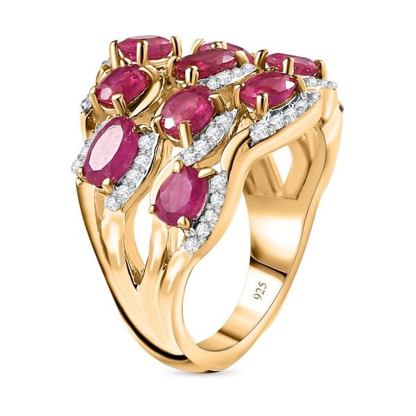 Afrikanischer Rubin (Fissure gefüllt) Ring, 925 Silber Gelbgold Vermeil (Größe 18.00) ca. 3.54 ct image number 5