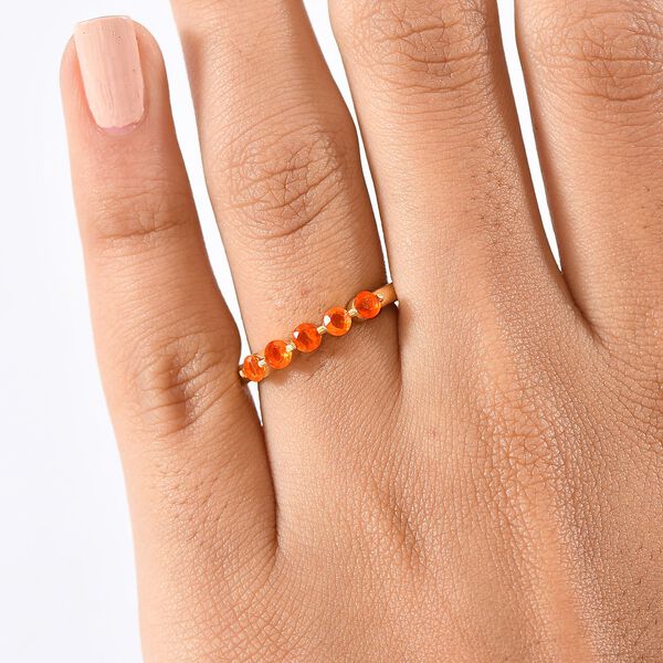 D'Joy AA Salamanca Feueropal Ring 925 Silber 750 Gelb Vergoldet (Gr&ouml;&szlig;e 17.00) ca. 0,41 ct image number 3