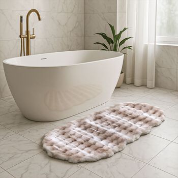 Kunstfell-Teppich mit Wellenform und Schaumstoffunterlage, 60x180cm, Grau