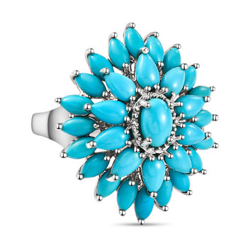 Nat&uuml;rlicher Sleeping Beauty T&uuml;rkis-Ring, 925 Silber platiniert (Gr&ouml;&szlig;e 18.00) ca. 4.09 ct