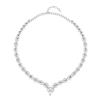 2er-Set- wei&szlig;e Kristall-Ohrringe und Halskette - 60 ct.