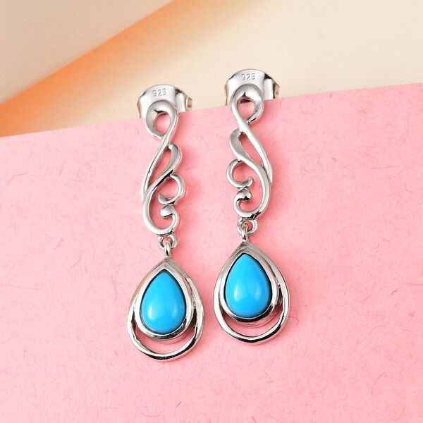 Amerikanischer, nat&uuml;rlicher Sleeping Beauty T&uuml;rkis Ohrringe 925 Silber platiniert ca. 1.32 ct image number 2