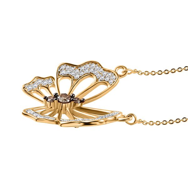 GP Italian Garden Kollektion- Wei&szlig;e, Champagner Diamant und blaue Saphir-Halskette, 45cm, 925 Silber Gelbgold Vermeil - 0,51 ct, image number 3