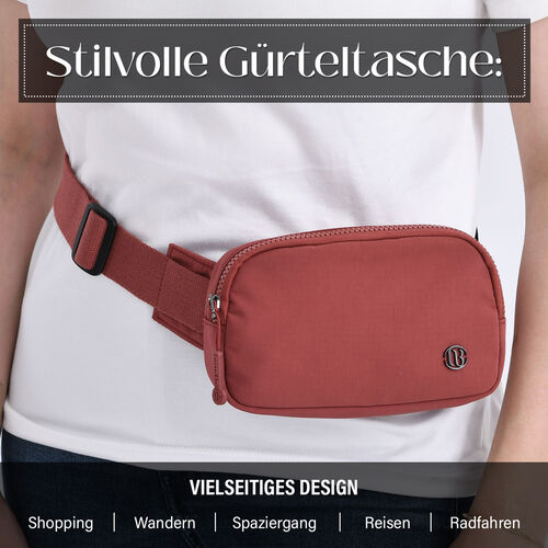 Nylon Crossbody Tasche in Ziegelrot mit praktischen Fächern, 19x12x6cm image number 1