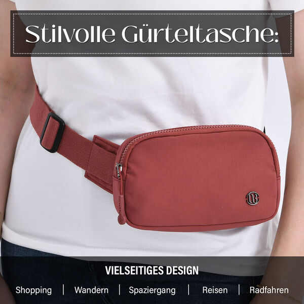 Nylon Crossbody Tasche in Ziegelrot mit praktischen Fächern, 19x12x6cm image number 1