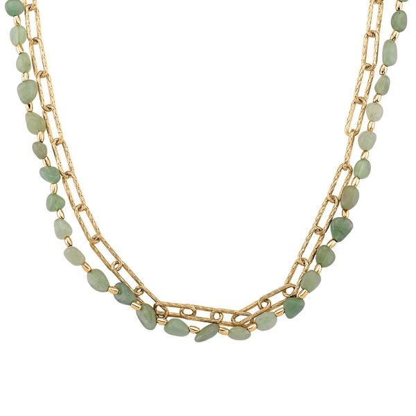 Gr&uuml;ner Aventurin Halskette, ca. 45 cm + 5 cm Extender, vergoldet ca. 130.00 ct