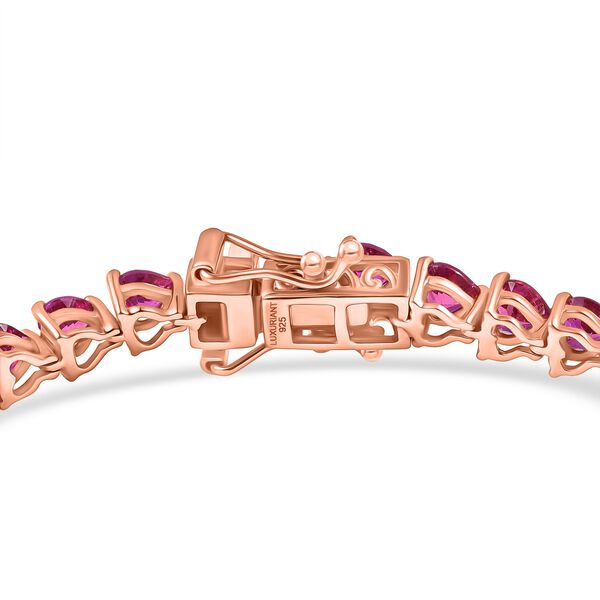 AAA Lab Grown Rosa Saphir Armband ca. 19 cm 925 Silber 750 Ros&eacute;gold Vermeil ca. 14.12 ct image number 4