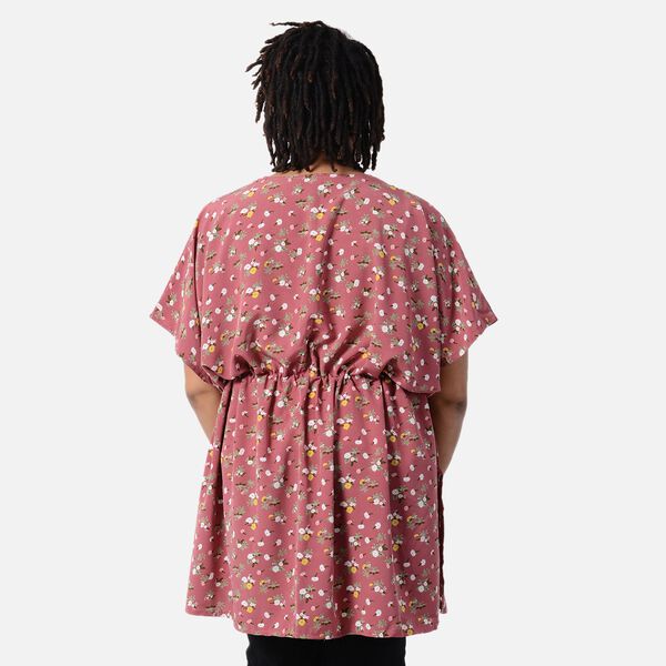 Kimono mit G&uuml;rtel, Blumenmuster, Altrosa, Einheitsgr&ouml;&szlig;e image number 2