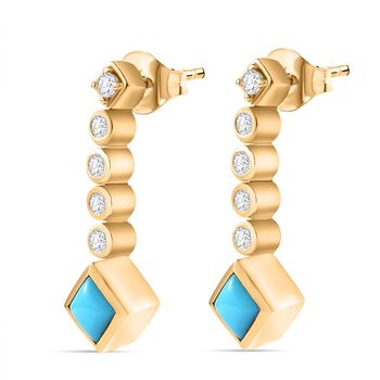 AA Sleeping Beauty T&uuml;rkis und Zirkon Ohrringe - 1,38 ct.