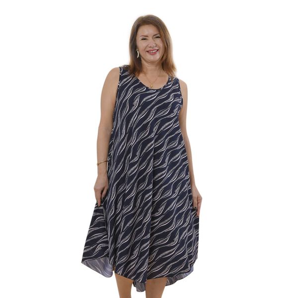 TAMSY - bedrucktes Kleid mit Wellenmuster, Schwarz