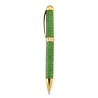 13.4*1.3cm(5.25*0.63inch  )carving Twisted Burmese Natural Green Jadeite pen ( ball pen) ,white crystal,metal:Alloy,plating:YG overlay,cutting on metal,approx weight:44.1grams