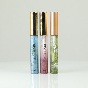 3er Set  - Beauty Metal Liquid Glitter Liner Set, wasserbasiert, Gr&uuml;n, Blau und Mauve Schimmerpalette, Crystal Lights