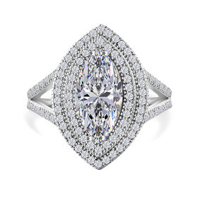 LUSTRO STELLA - Weißer Zirkonia Ring 925 Silber rhodiniert (Größe 17.00)