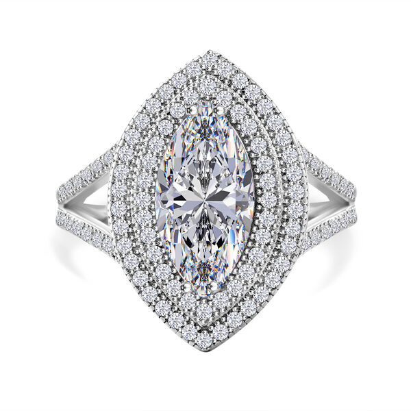 LUSTRO STELLA - Weißer Zirkonia Ring 925 Silber rhodiniert (Größe 17.00) image number 0