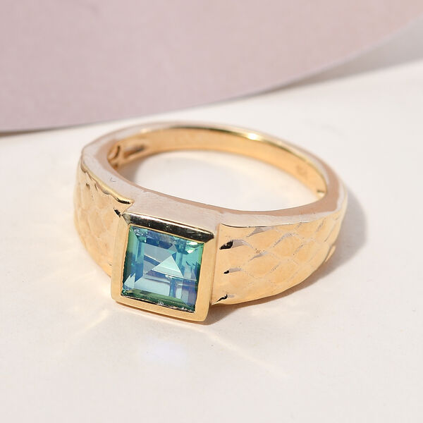 Pfau Triplett Quarz-Ring, 925 Silber Gelbgold Vermeil  ca. 1,76 ct image number 2