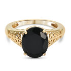 Schwarzer Spinell Ring 925 Silber vergoldet (Größe 16.00) ca. 4,02 ct