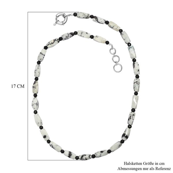 Weißer Türkis-Jaspis, Schwarzer Spinell Halskette ca. 50 cm Nickelfreies Messing platiniert ca. 200.00 ct image number 5