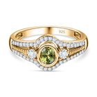 Natürlicher AA Calabar-Turmalin, Weißer Zirkon Ring, 925 Silber Gelbgold Vermeil, (Größe 21.00) ca. 1.05 ct