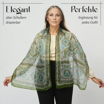 Geschmeidiger Luxuri&ouml;ser 100% Seidenschal, gr&uuml;n