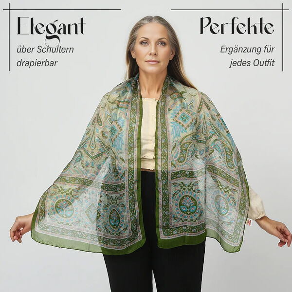 Geschmeidiger Luxuri&ouml;ser 100% Seidenschal, gr&uuml;n image number 3