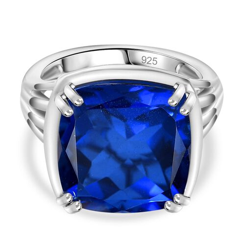 Tansanit-Farbe Quarz Ring 925 Silber platiniert (Größe 18.00) ca. 13,20 ct image number 0