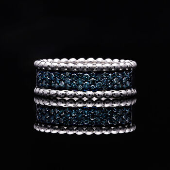 Blauer Diamant Ring 925 Silber platiniert (Gr&ouml;&szlig;e 17.00) ca. 0.50 ct