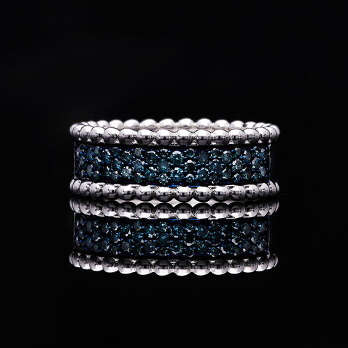 Blauer Diamant Ring 925 Silber platiniert (Größe 17.00) ca. 0.50 ct image number 1
