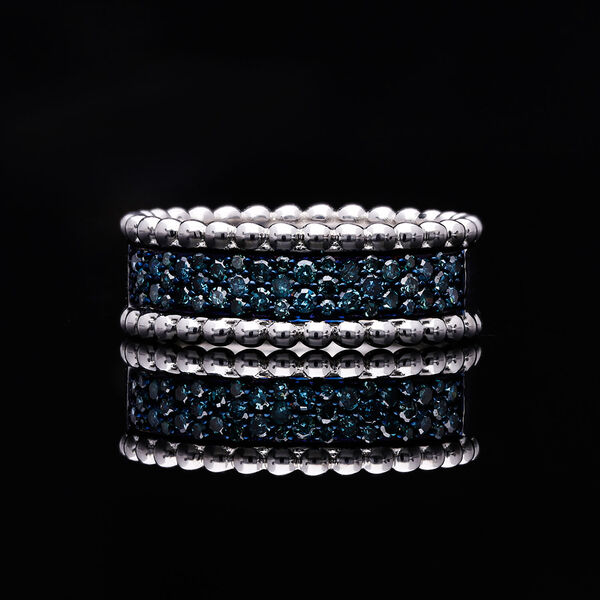 Blauer Diamant Ring 925 Silber platiniert (Gr&ouml;&szlig;e 17.00) ca. 0.50 ct image number 1