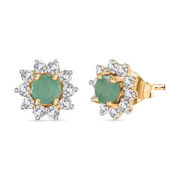 Sambische Smaragd und Zirkon-Ohrstecker - 1,07 ct.