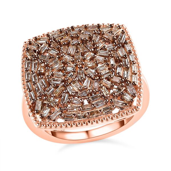 Nat&uuml;rlicher Champagner Diamant-Ring, 925 Silber Ros&eacute;gold Vermeil (Gr&ouml;&szlig;e 19.00) ca. 1,00 ct image number 4