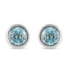 Kambodschanischer, blauer Zirkon-Ohrstecker, 925 Silber platiniert ca. 1,64 ct