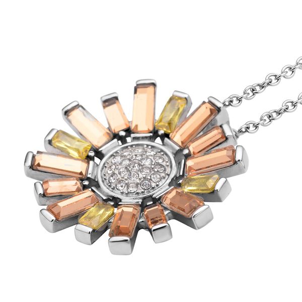 Gelber, wei&szlig;er und champagnerfarbener Kristall-Anh&auml;nger mit Kette - 10 ct. image number 4