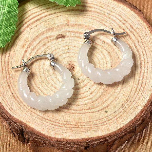 Wei&szlig;e Jade Ohrringe 925 Silber rhodiniert ca. 18.50 ct image number 2