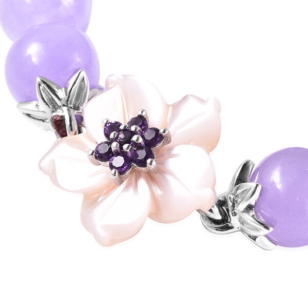 JARDIN-KOLLEKTION - Perlmutt und Lila Jade, afrikanisches Amethyst Armband, 19 cm, 925 Silber rhodiniert, ca. 98,31 ct image number 5