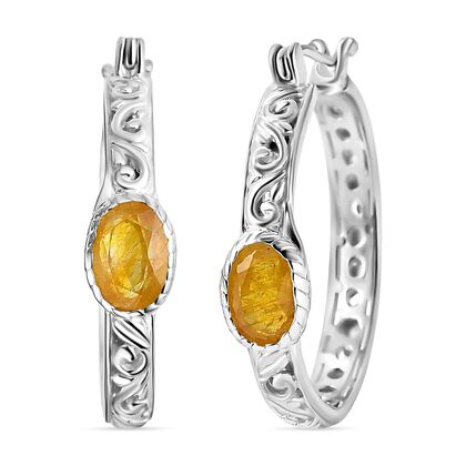 Royal Bali - Fissure gef&uuml;llt gelber Saphir Ohrringe 925 Silber ca. 1.99 ct