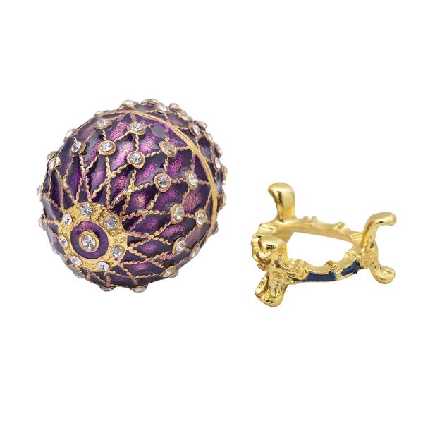 Tablettend&ouml;schen mit wei&szlig;en Kristallen, emailliert, 4x6,5 cm, Dunkelrot image number 3