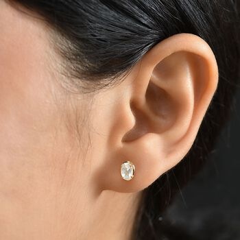 D joy AAA Premium Malagasy Mondstein Star Glimmer Ohrringe, 925 Silber 750 Gelb Vergoldet ca. 0.90 ct