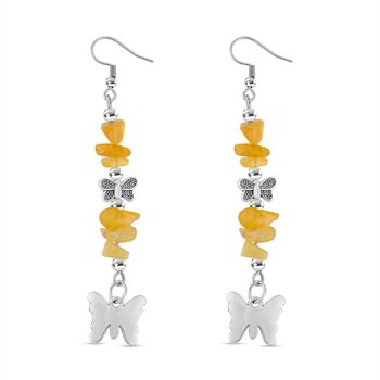 Rosenquarz, Gelber Opal Schmuckset Reiner Edelstahl Schwarz oxidiert und Legierung Schwarz oxidiert ca. 75.00 ct