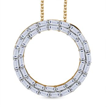LUXURIANT SGL zertifizierter SI-GH Labor Diamant Anh&auml;nger mit 50cm Kette, 925 Silber 750 Gelbgold Vermeil - 2 ct.