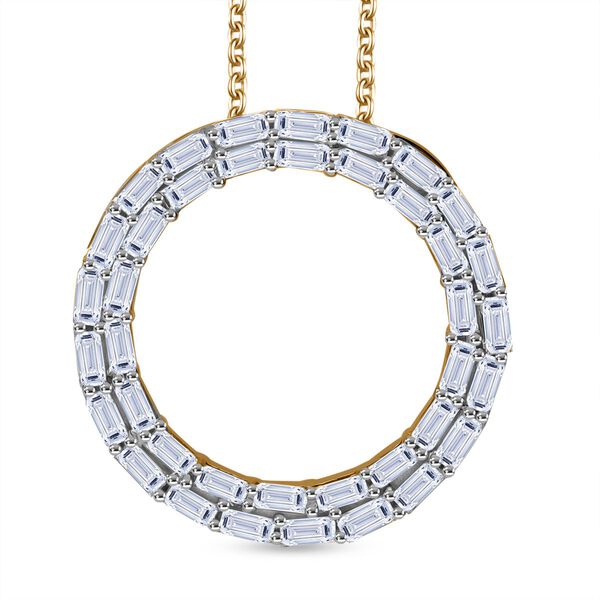 LUXURIANT SGL zertifizierter SI-GH Labor Diamant Anh&auml;nger mit 50cm Kette, 925 Silber 750 Gelbgold Vermeil - 2 ct.