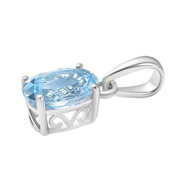 Himmelblauer Topas Anhänger 925 Silber rhodiniert ca. 1.55 ct image number 3