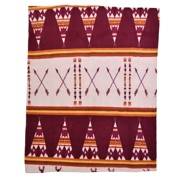 Wolkenweiche Sherpa-Decke mit Tipi-Muster, Rot und Erdt&ouml;ne image number 1