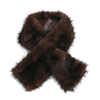 Schal mit Kunstfell in Felloptik, Einheitsgröße, Dunkelbraun