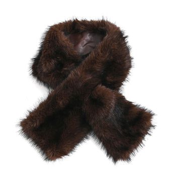 Schal mit Kunstfell in Felloptik, Einheitsgr&ouml;&szlig;e, Dunkelbraun